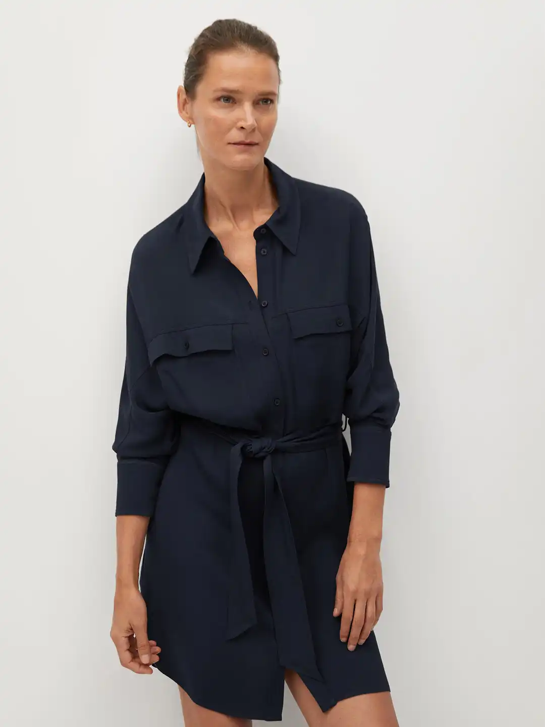 mango shirt dress navy Buy MANGO Women Navy Blue Solid Shirt Dress - Dresses for Women 13170428