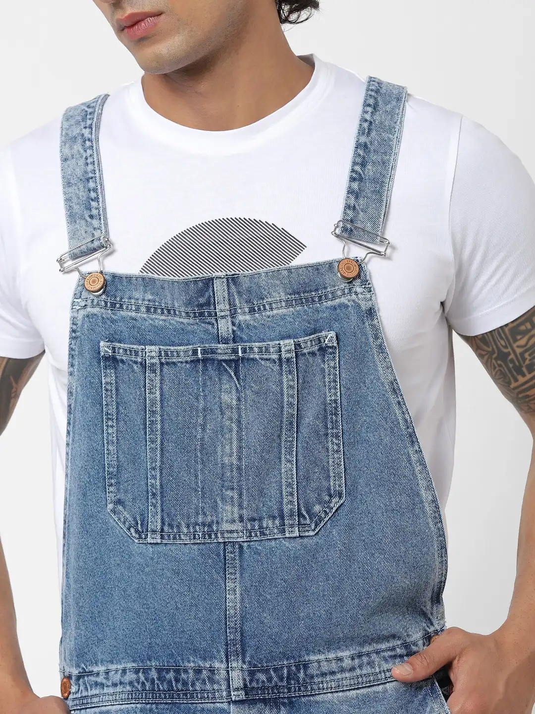 Buy Jack & Jones Men Blue Mike Comfort Fit Washed Denim Dungaree