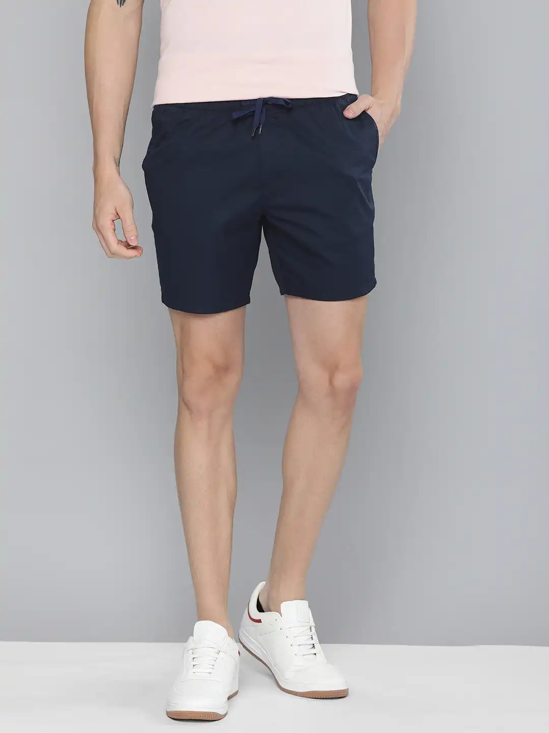 Buy Mast & Harbour Men Navy Blue Solid Regular Fit Shorts - Shorts