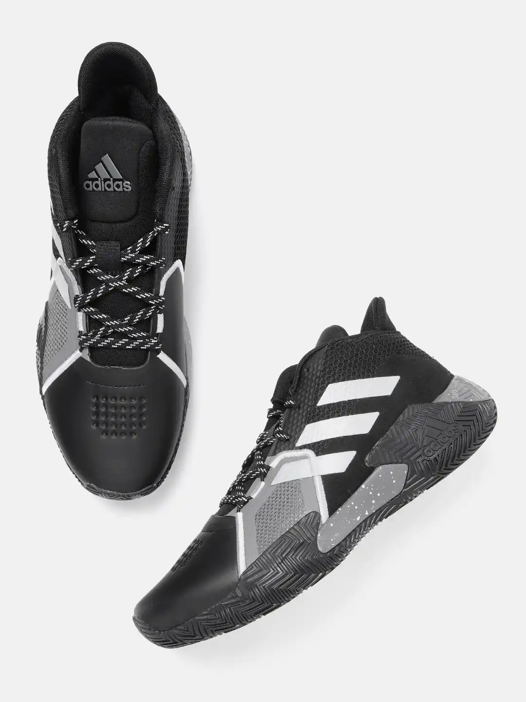 adidas gazelle silver green womens adidas Men's Court Team Bounce 2.0 Volleyball Shoe White/Black / 9 main image 1