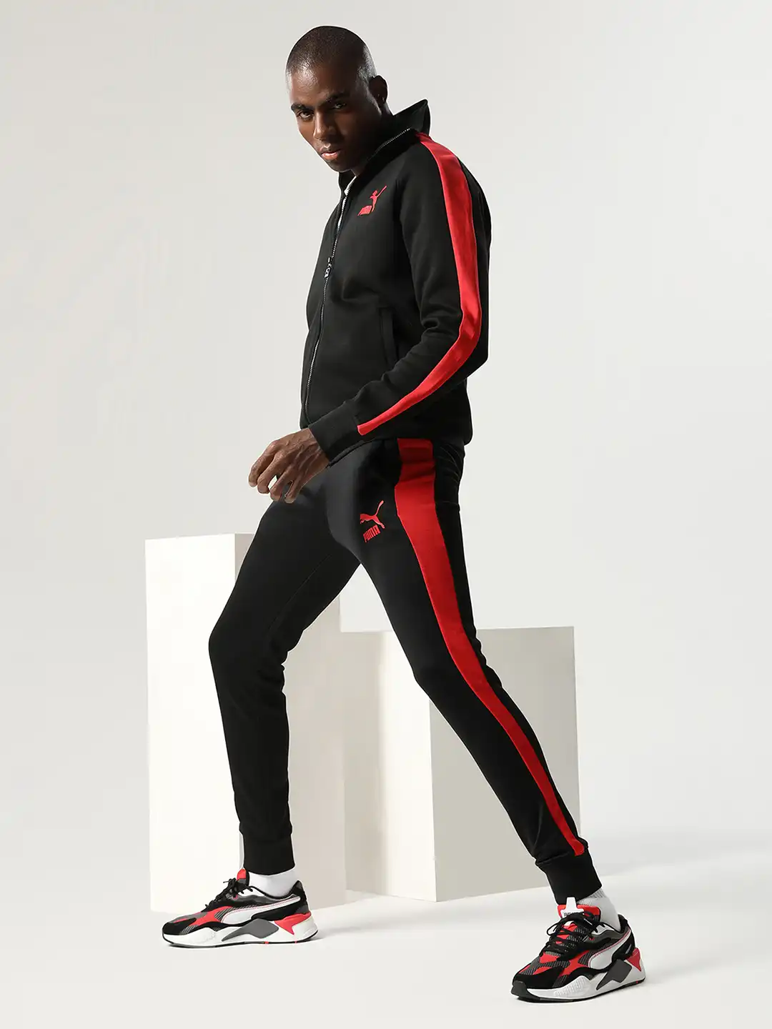Buy Puma Unisex Charcoal Grey & Red Colourblocked RS-X Twill