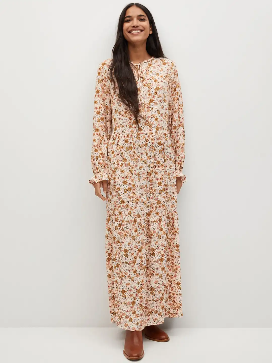 mango brown floral dress Mango WINNER - Maxi dress - brown