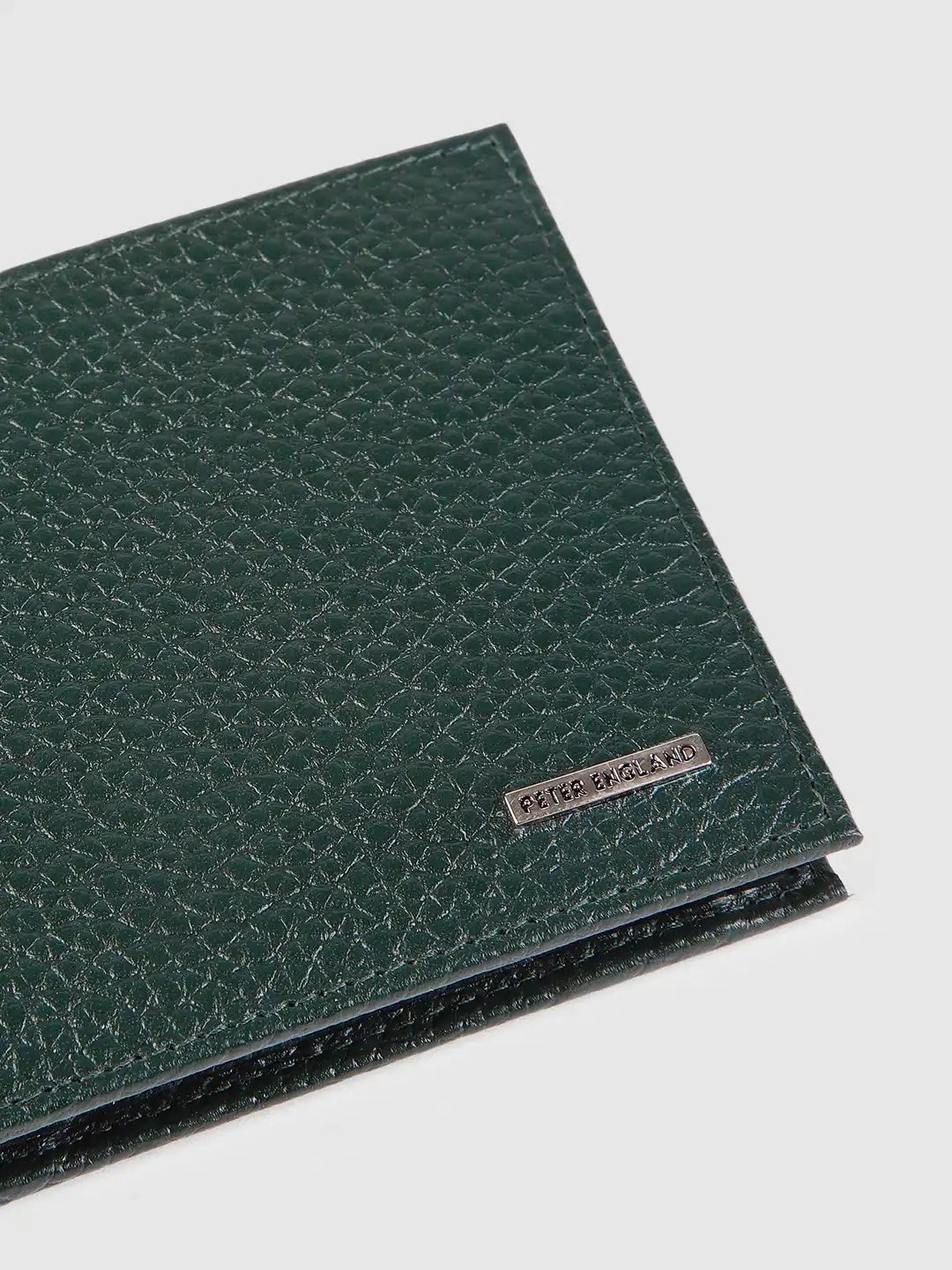 Buy Peter England Men Green Solid Leather Two Fold Wallet