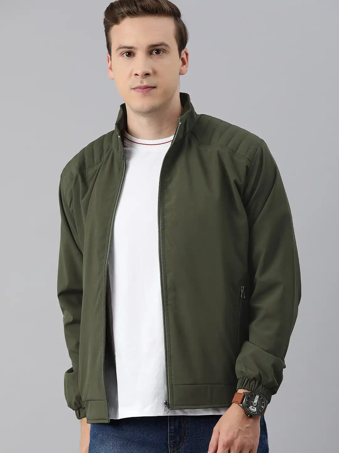 Buy VOXATI Men Green Solid Bomber Jacket - Jackets for Men