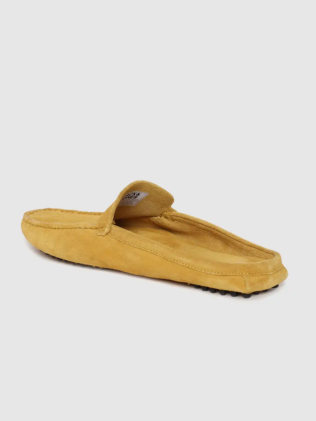 Buy Jack & Jones Men Mustard Yellow Solid Suede Mules - Casual