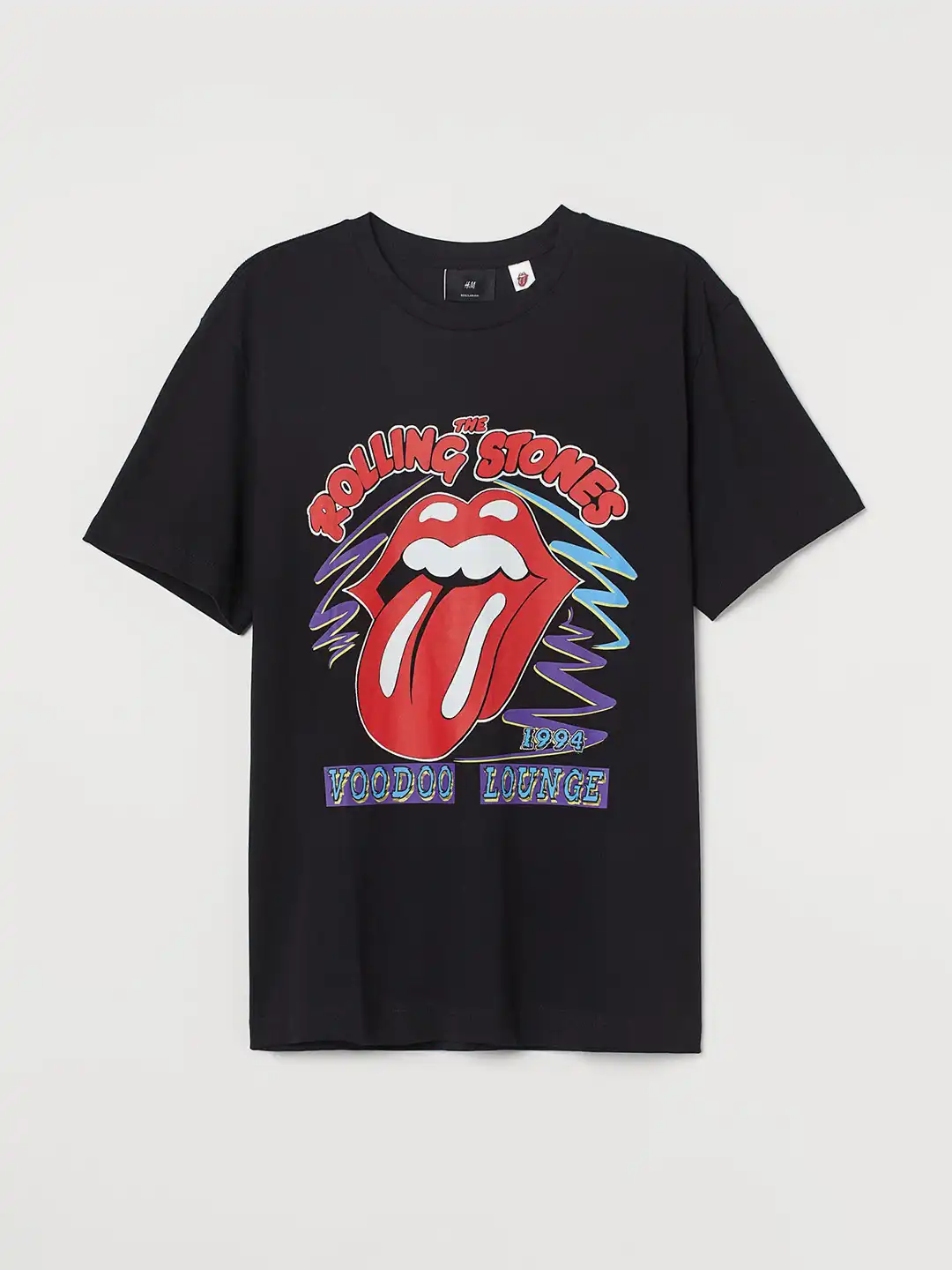 Buy HM Men Black Red Rolling Stone Regular Fit Pure Cotton T-shirt