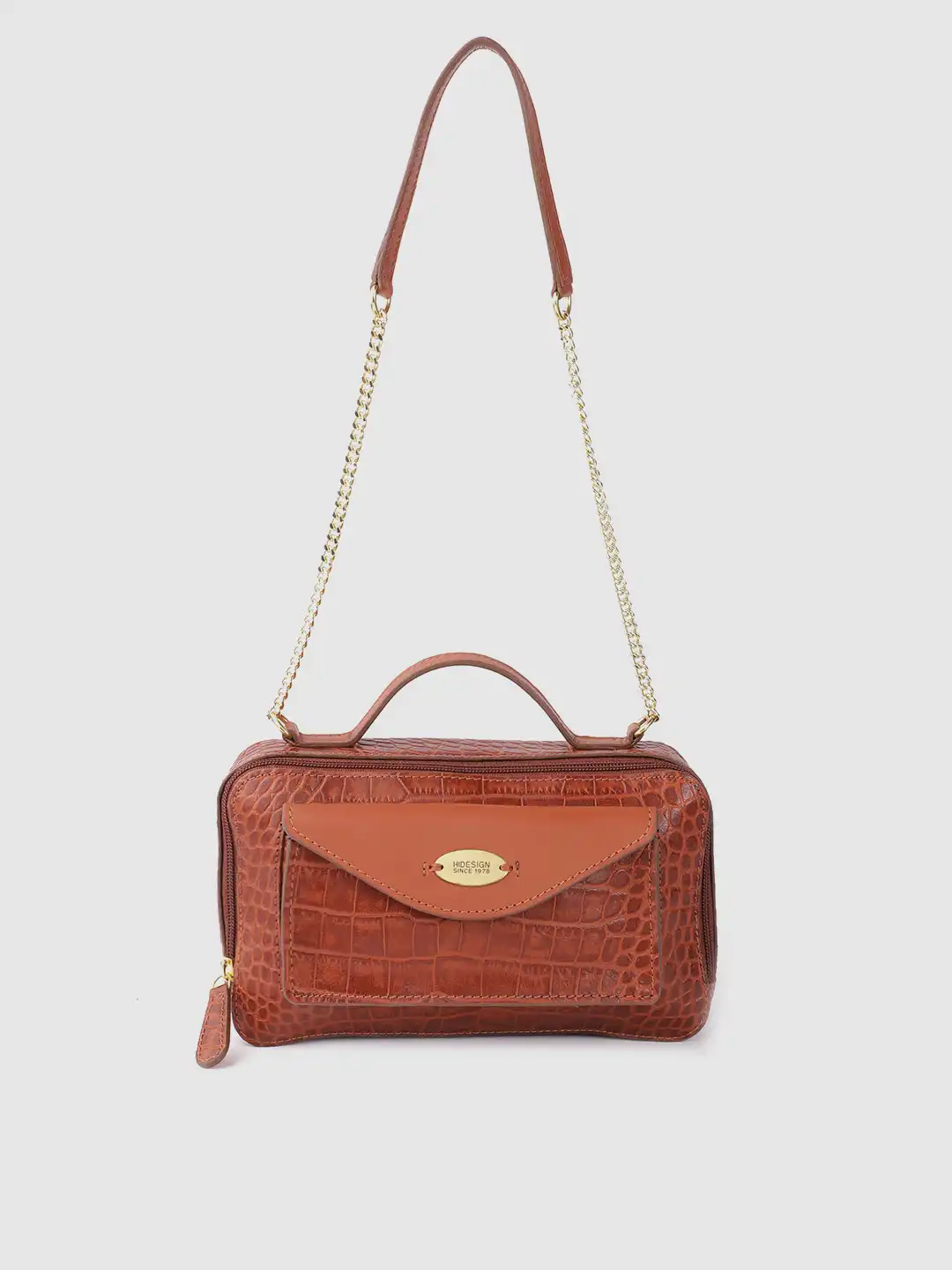 Buy Hidesign Tan Brown Handcrafted Croc Textured Leather