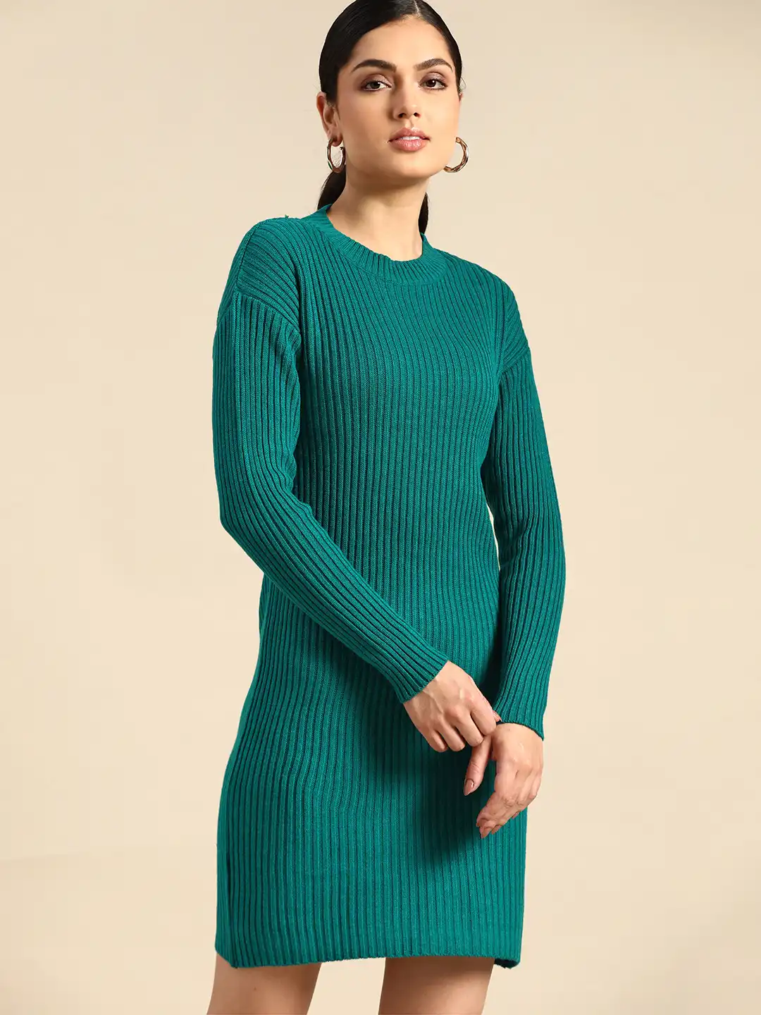 Buy all about you Women Teal Green Ribbed Jumper Dress - Dresses for Women  14231250 | Myntra