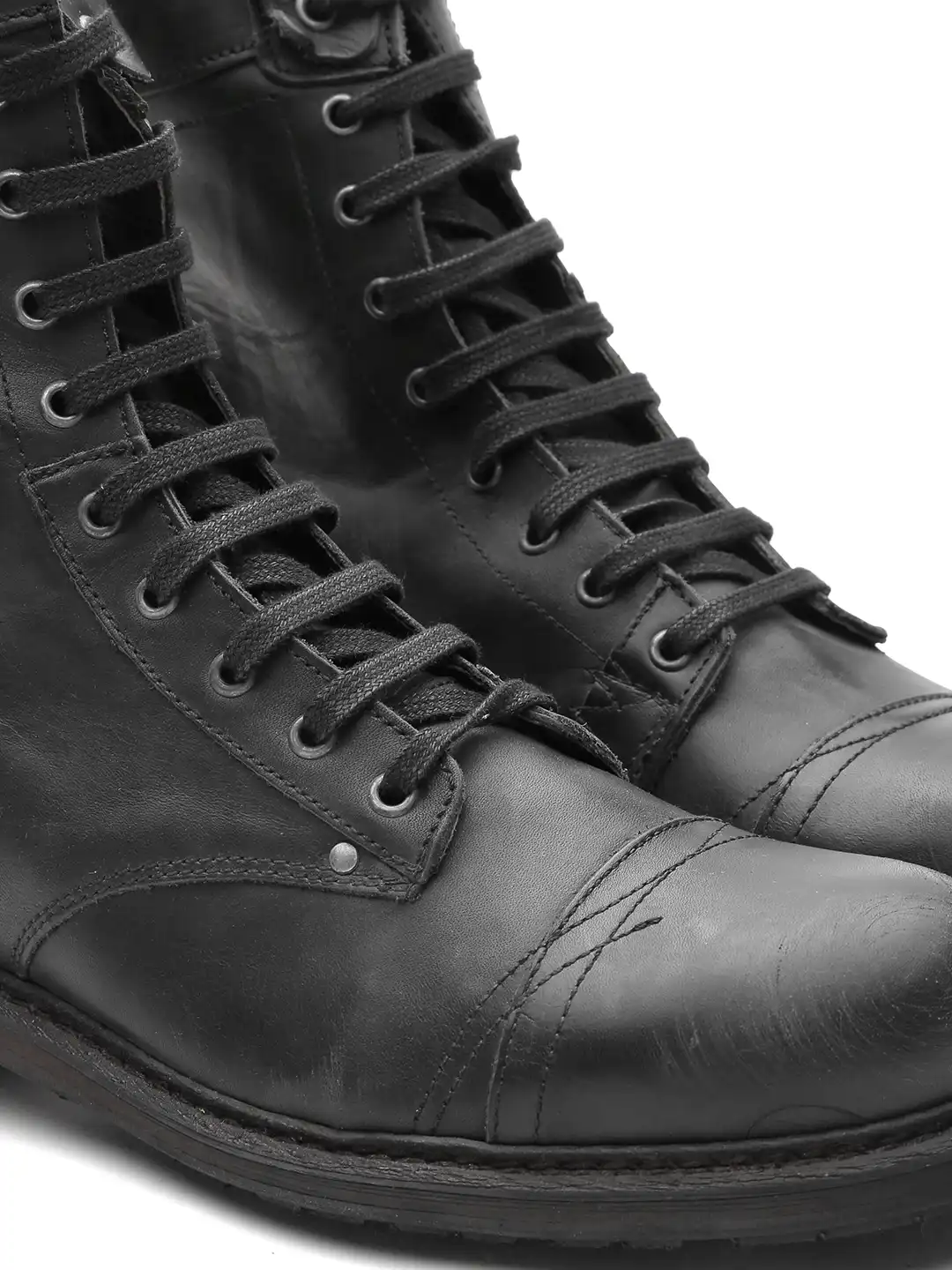 Buy DIESEL Men Black Leather Boots - Boots for Men 1445869 | Myntra