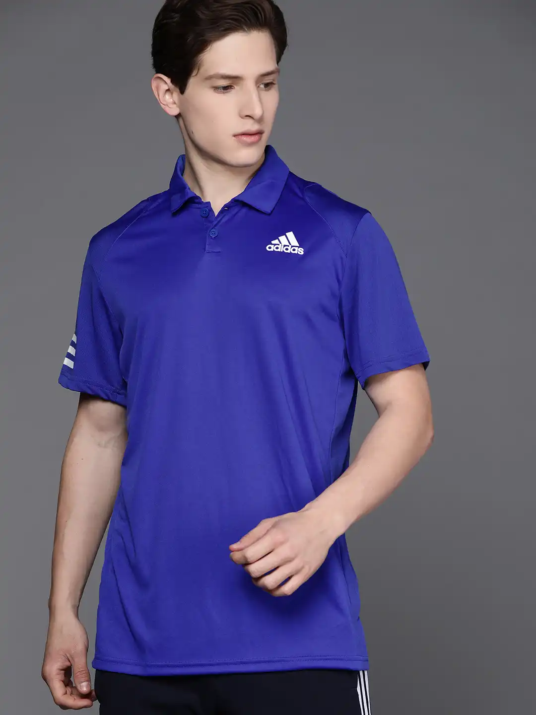 Buy ADIDAS Men Blue & White Solid Tennis Club 3STR Polo T-shirt