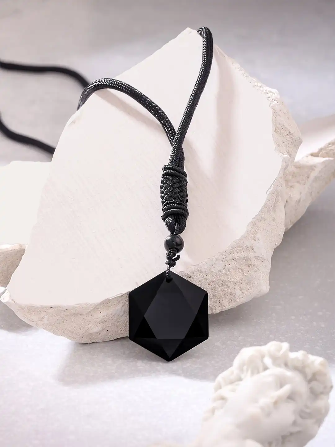 Buy Yellow Chimes Black Cubic Zirconia High Polished Pendant With