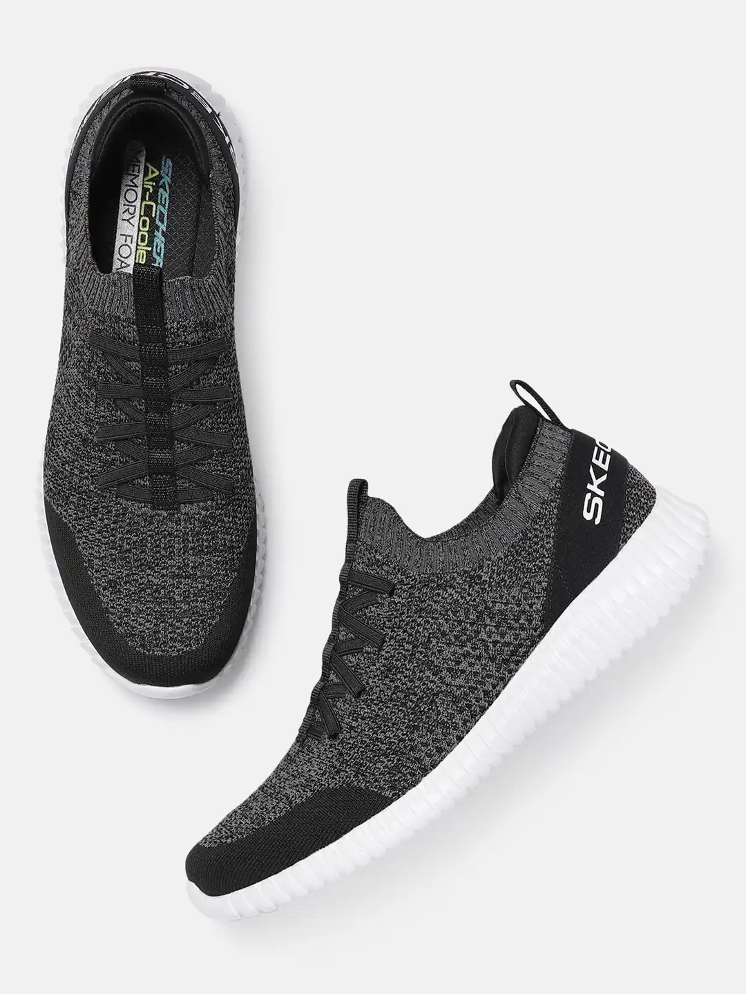 Skechers Mens Elite Flex Karnell Black Gray Slip On Shoes Sneakers Memory Foam elite-flex-karnell-  main image 4