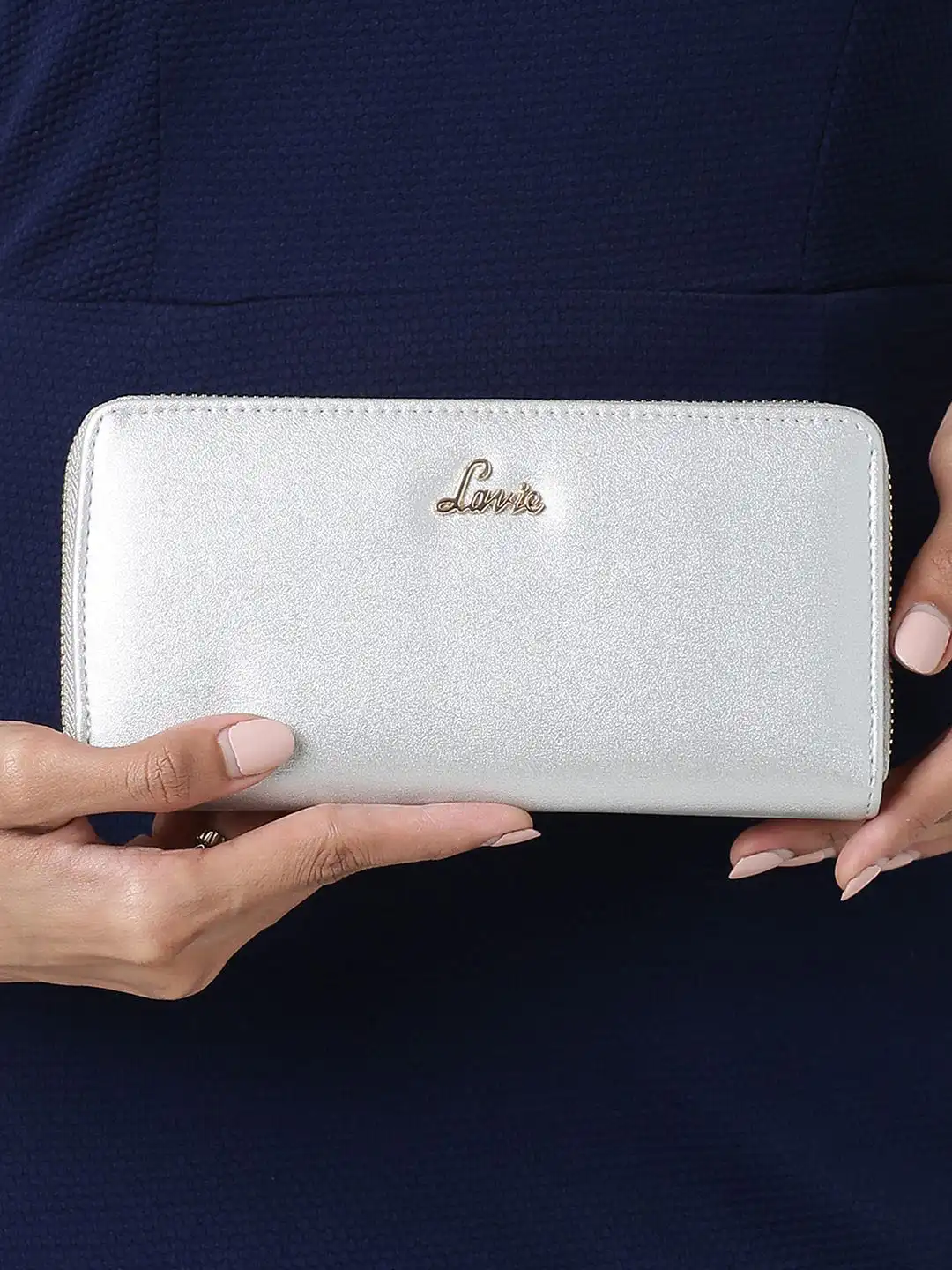 Buy Lavie Sufi Women Silver Large Zip Around Wallet - Wallets for