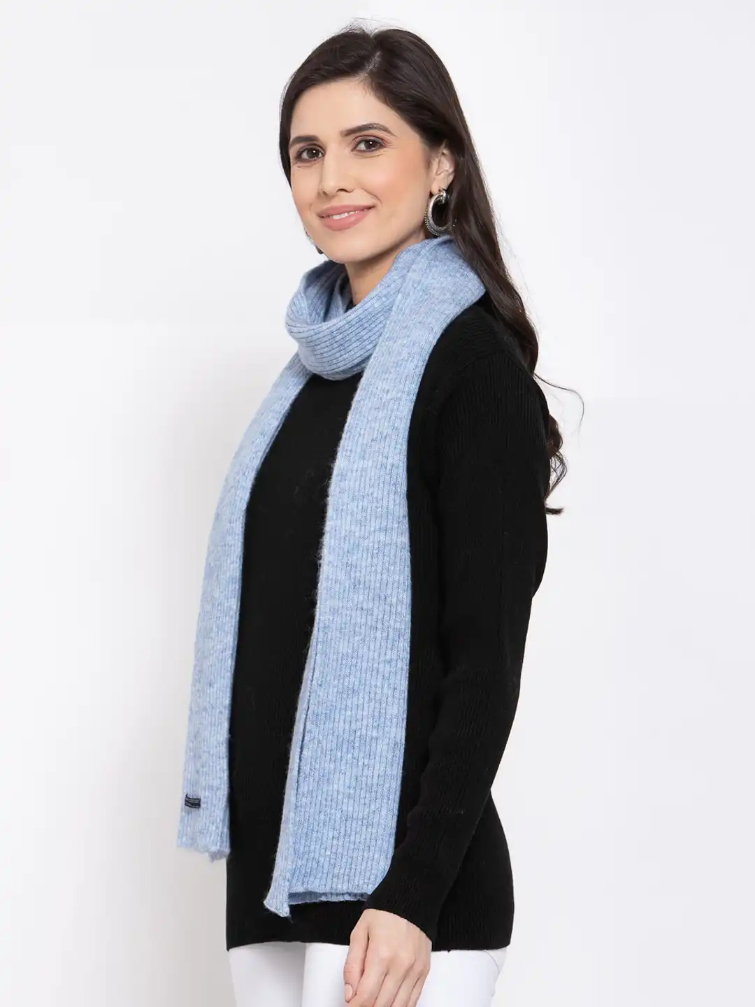 Buy 513 Women Blue Solid Knitted Muffler - Mufflers for Women