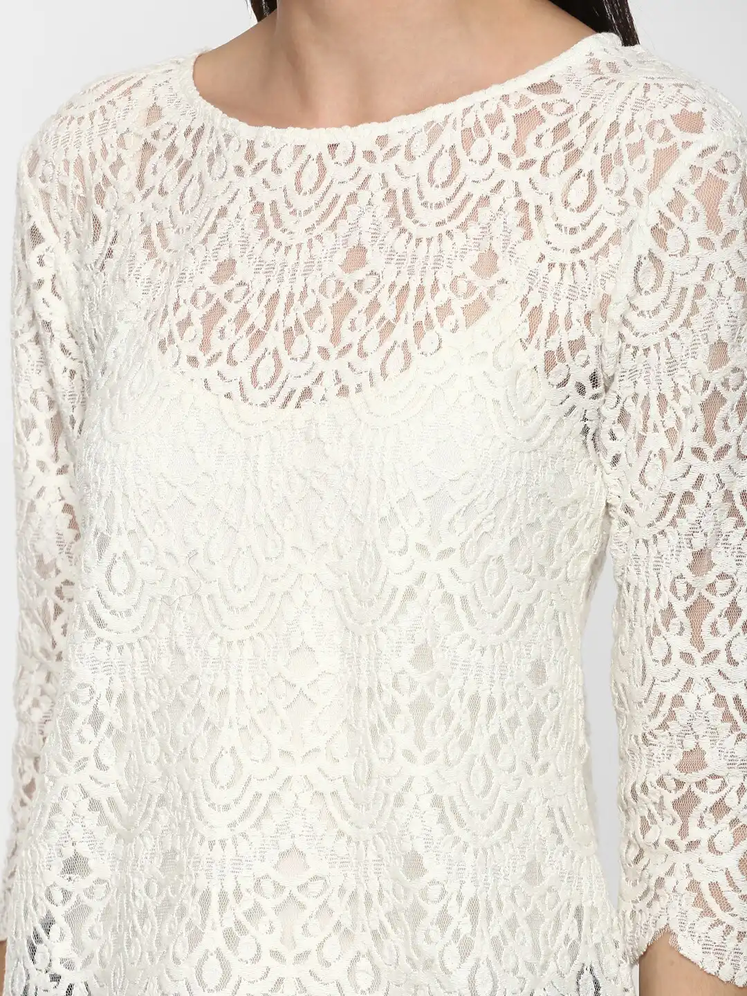 Buy Porsorte White Crochet Net Lace Sheer Top - Tops for Women
