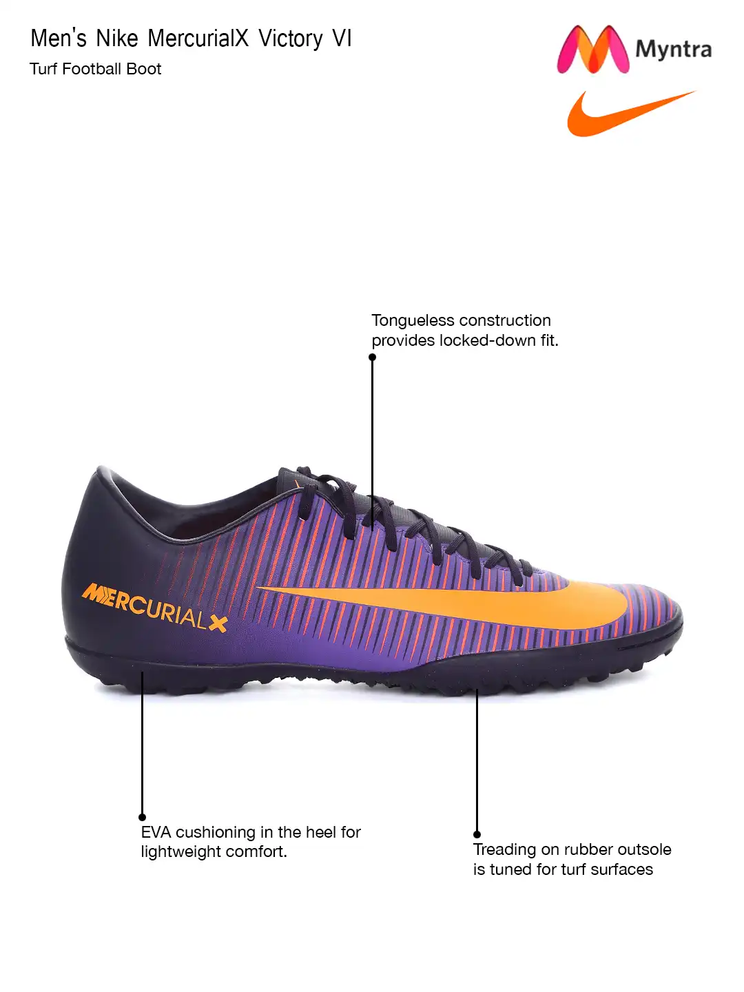 Buy Nike Men Purple MERCURIALX Victory VI Football Shoes - Sports
