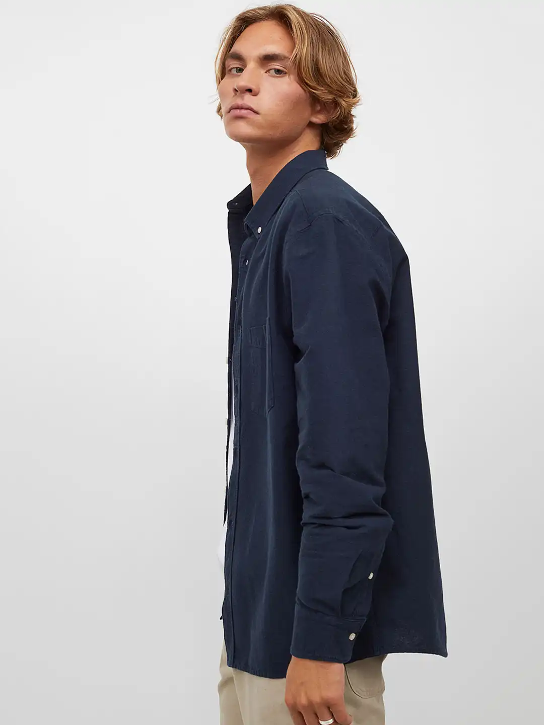 h&m blue dress shirt The Black Tux Essential End-on-End Dress Shirt In Blue | Size: Medium