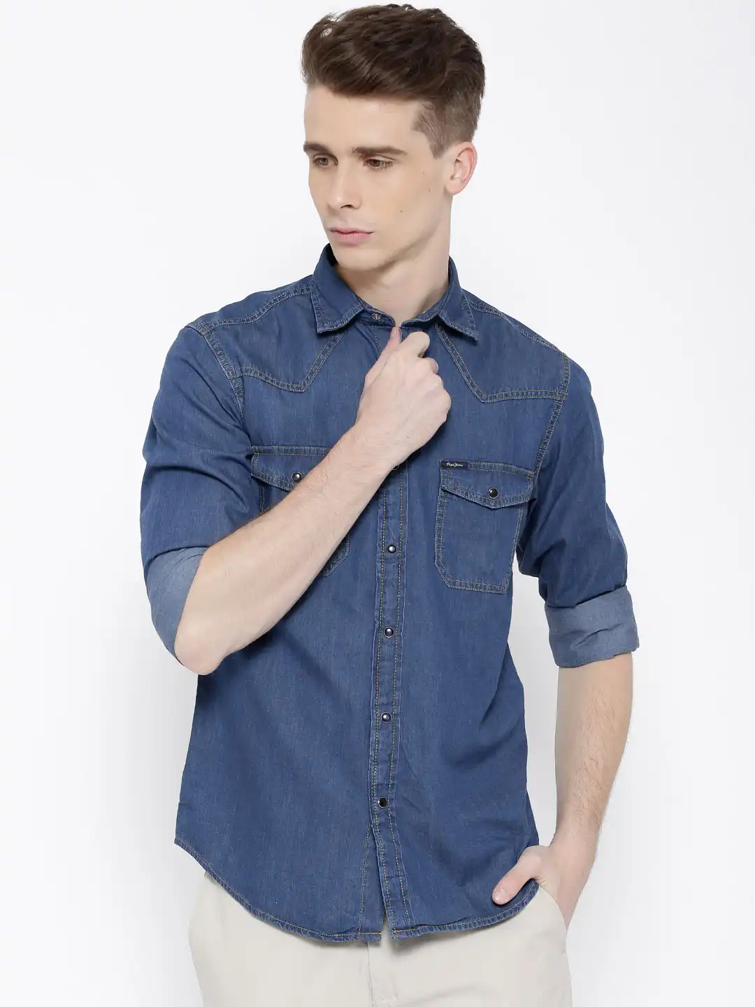 blue denim pepe jeans shirts price Buy Pepe Jeans Men Blue Semi Fit Denim Shirt Shirts for Men 1567240  Myntra