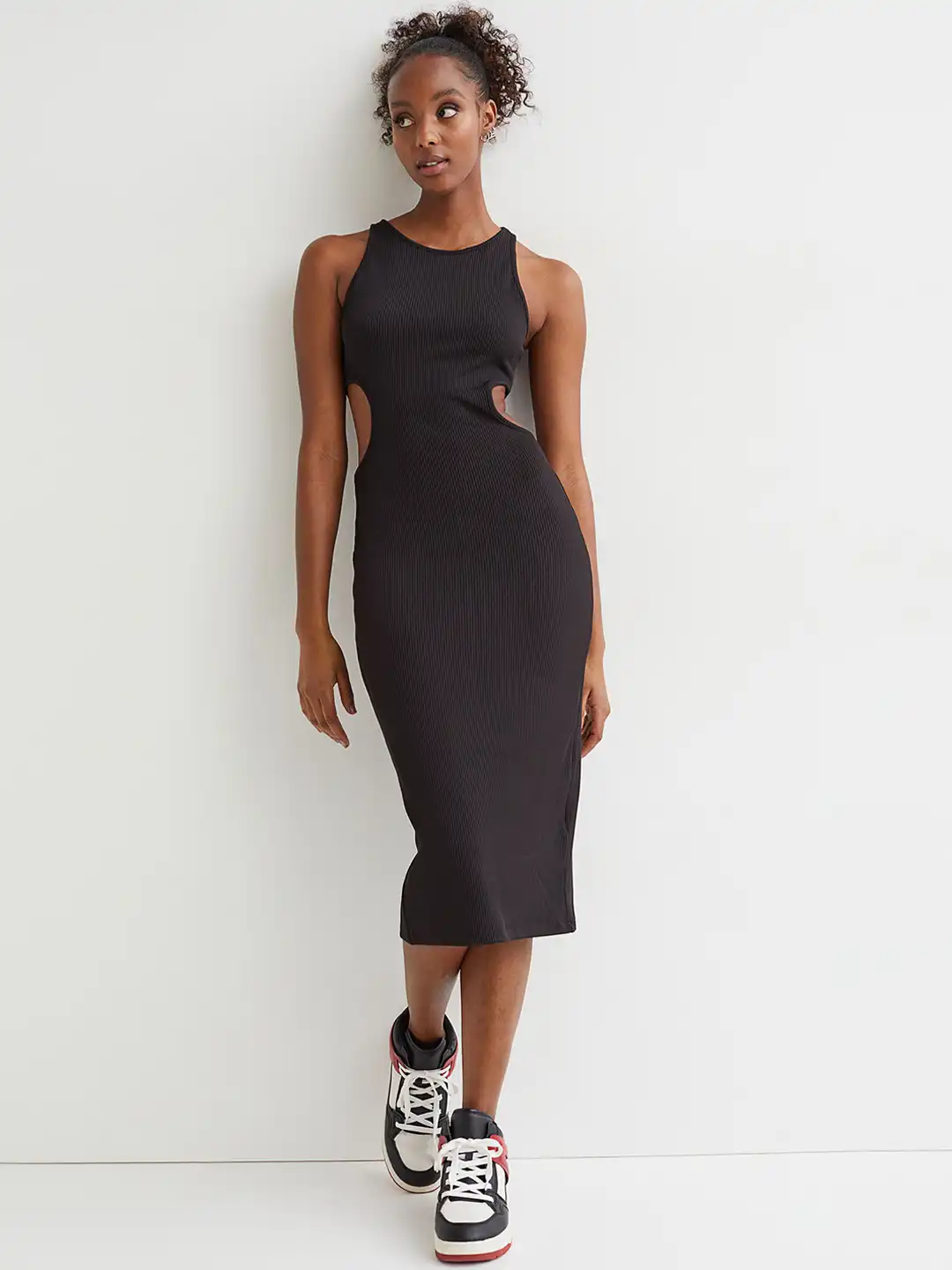 Buy H&M Women Black Ribbed Cut-Out Dress - Dresses for Women 15771486 |  Myntra