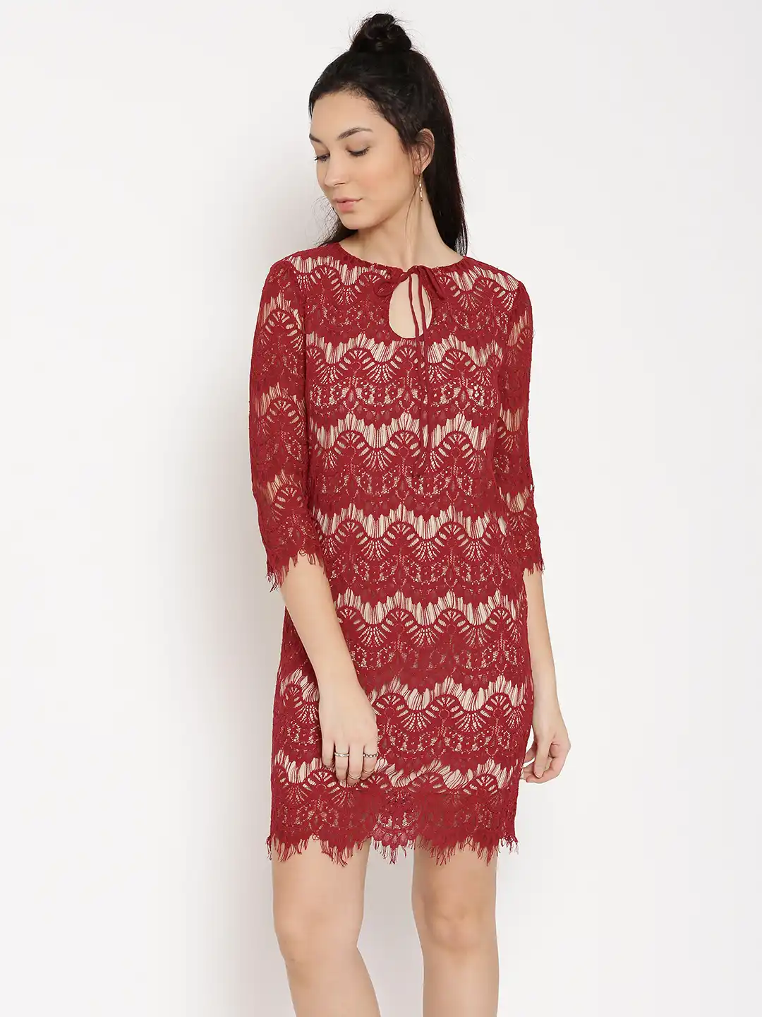 ivory lace wrap dress Novara Lace Midi Dress in Ivory main image 1