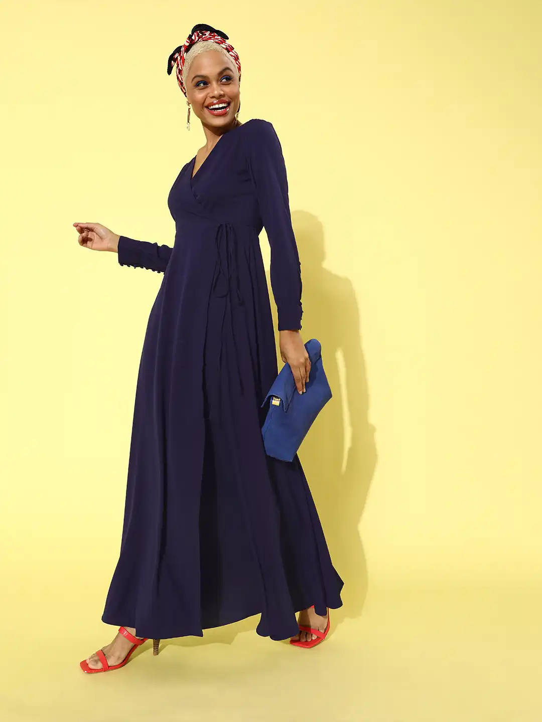 Buy Berrylush Navy Blue Crepe Maxi Dress - Dresses for Women 15885216 |  Myntra