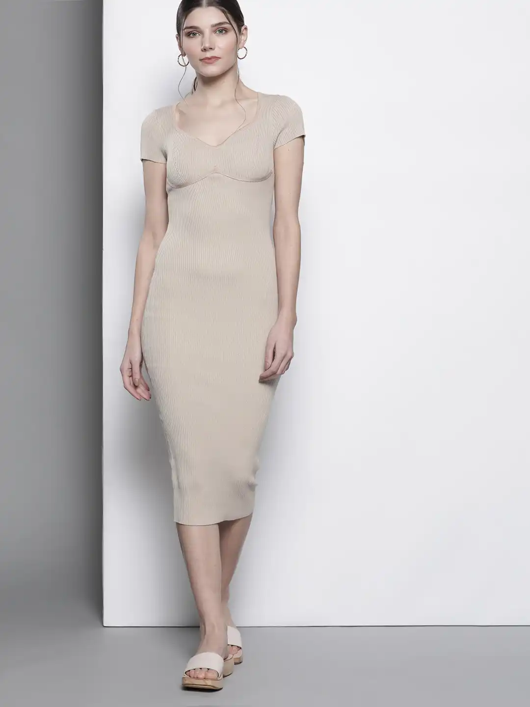 missguided beige dress Buy Missguided Beige Bodycon Ribbed Midi Dress - Dresses for Women 15955364