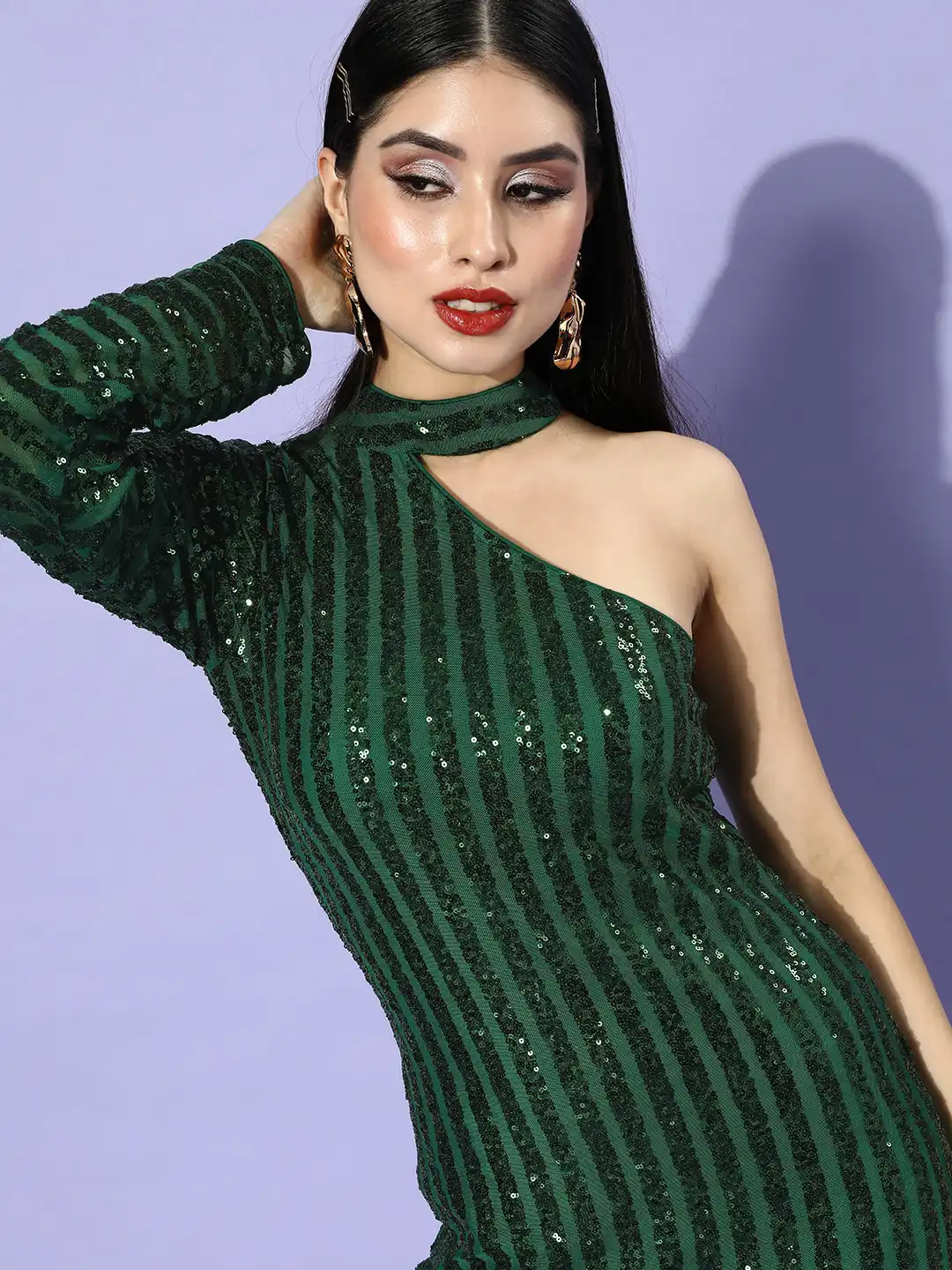 Buy Athena Women Gorgeous Green Embellished Bling and Sparkly Dress -  Dresses for Women 16002944 | Myntra