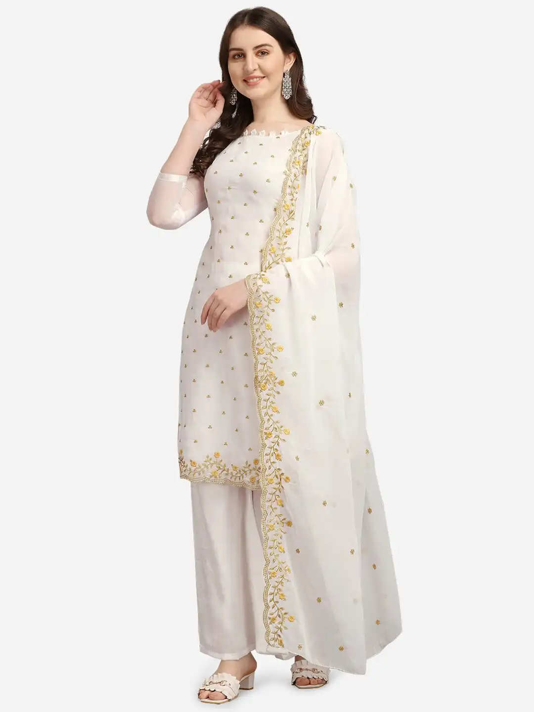white and gold dress material Buy Ethnic Junction & Gold-Toned Embroidered Unstitched - Dress Material for Women 16045122 white and gold george wrapper