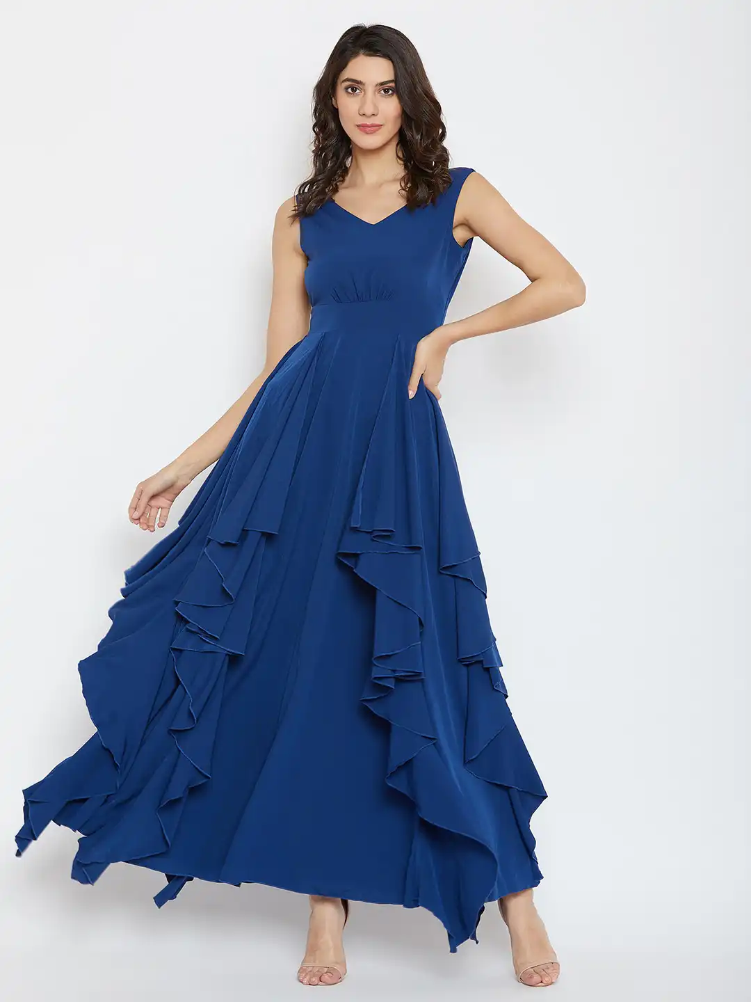 Buy Berrylush Women Blue Crepe Maxi Dress - Dresses for Women 16315418 |  Myntra