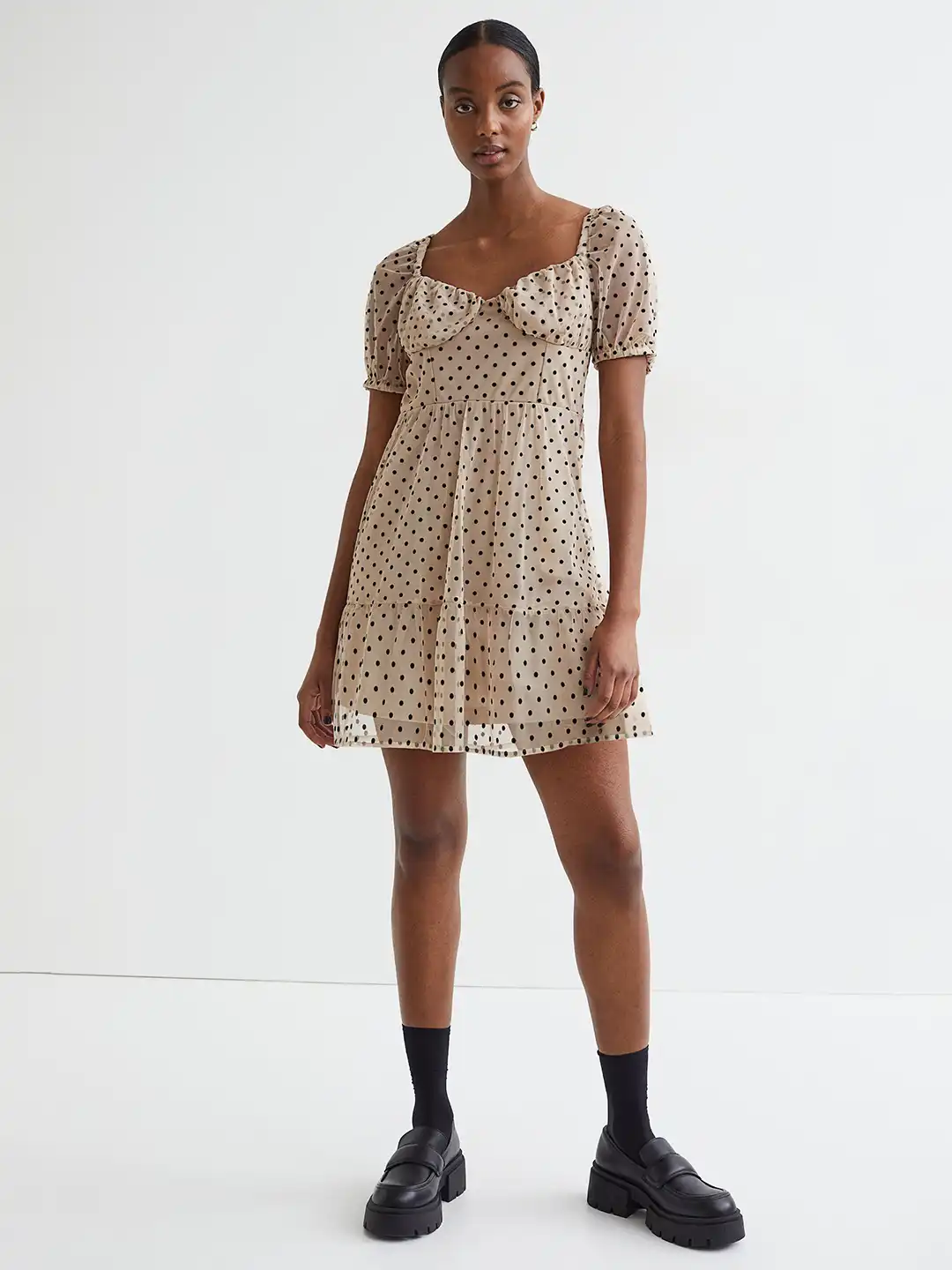 brown polka dot dress h&m Eddie Mini Dress - Brown Polka Dot