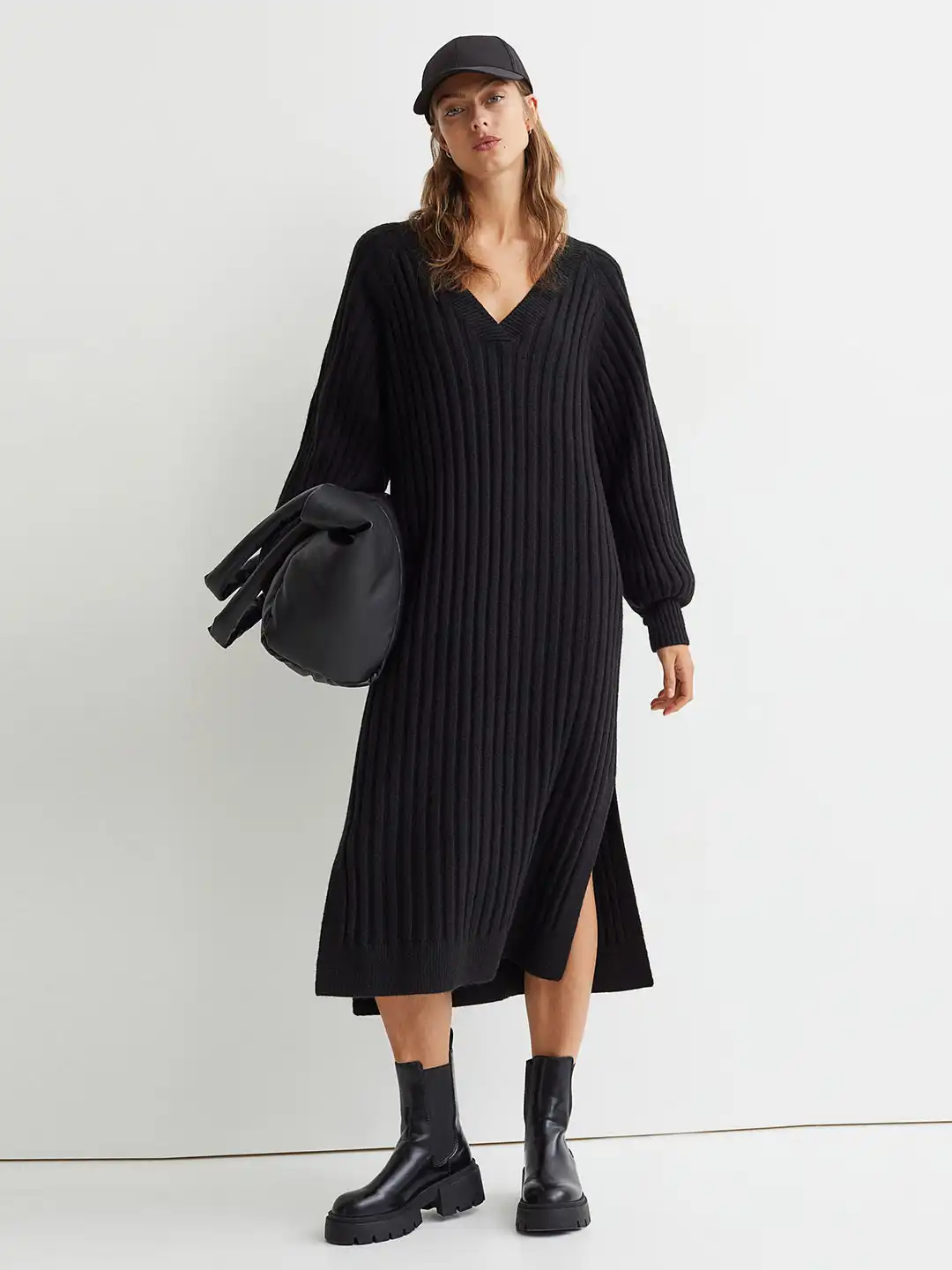 h&m black sweater dress Buy Women Rib-Knit - Dresses for Women 16395244 Short Floral Jacquard Corset figure enhancing Color:Noir