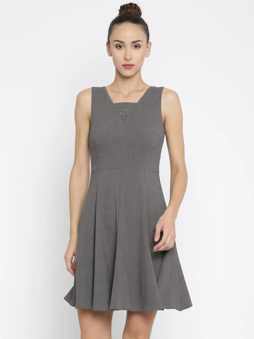 Buy Deal Jeans Women Grey Solid Skater Dress - Dresses for Women 1652111 |  Myntra
