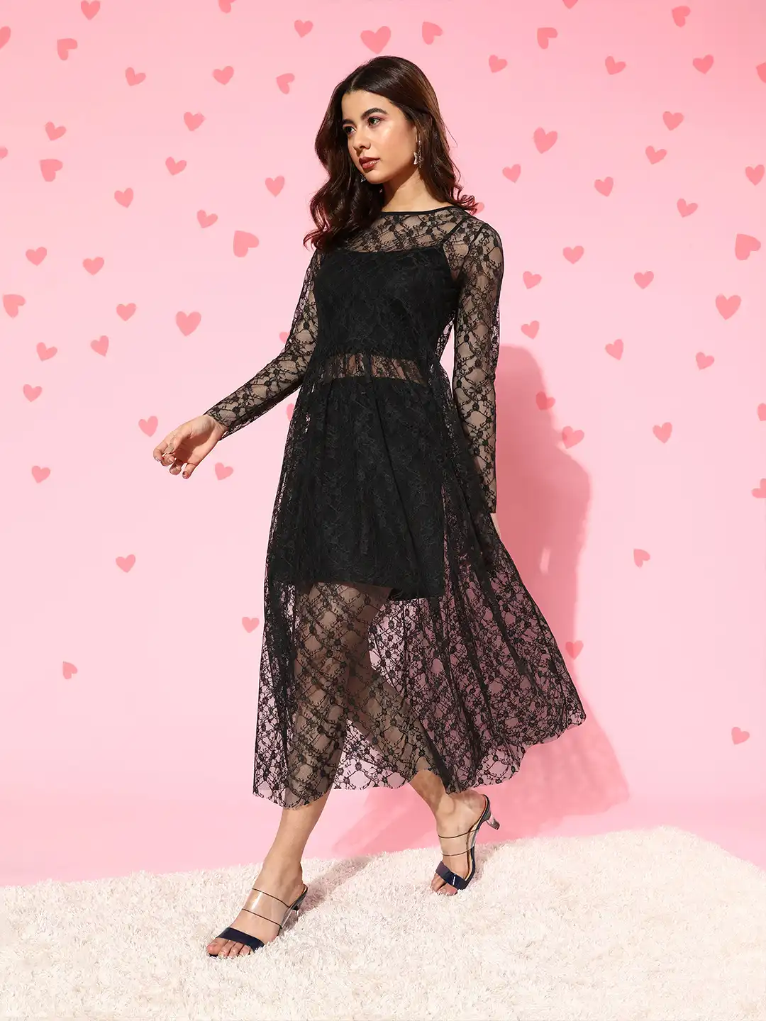 pink printed midi dress Melody Floral Midi Dress