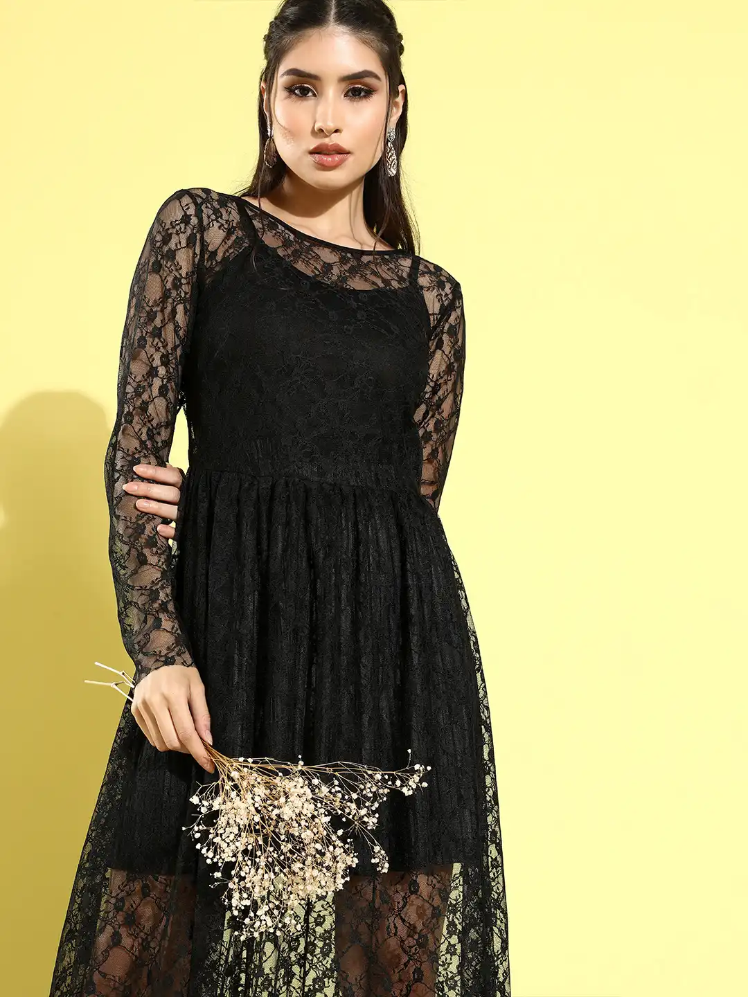 Buy LY2 Women Stylish Black Self-Design Net Dress - Dresses for Women 16521214 | Myntra Buy LY2 Women Stylish Black Self-Design Net Dress - Dresses for Women 16521214 | Myntra