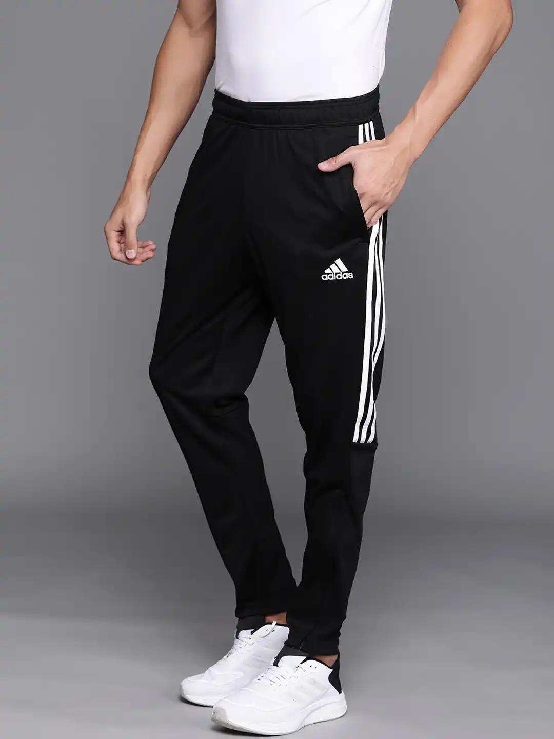 Buy ADIDAS Black Solid Sereno Side Striped Detail Aeroready Track