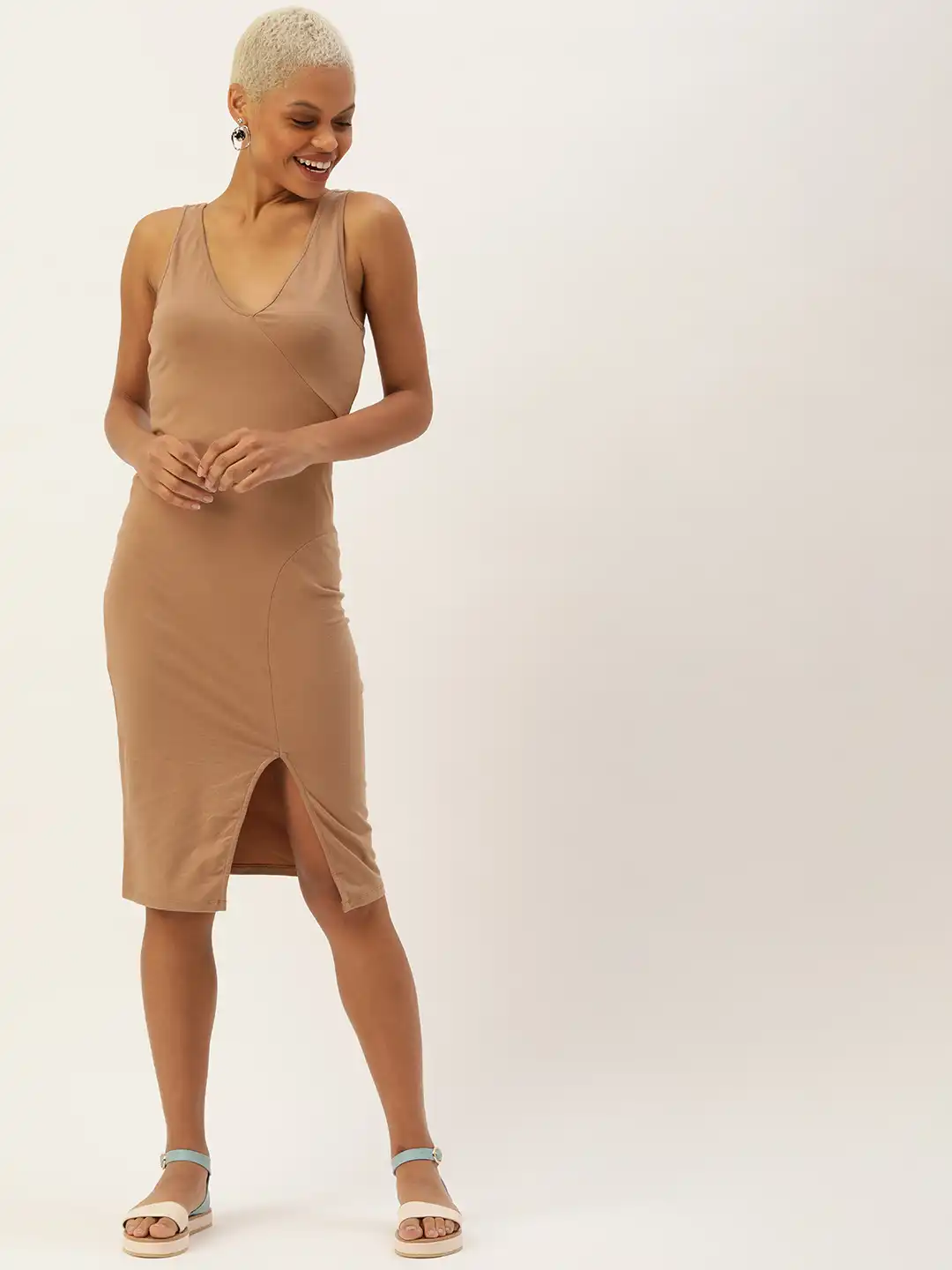 Buy FOREVER 21 Brown Solid Knee Length Front Slit Casual Bodycon Dress - Dresses for Women 16741822 | Myntra Buy FOREVER 21 Brown Solid Knee Length Front Slit Casual Bodycon Dress - Dresses for Women 16741822 | Myntra