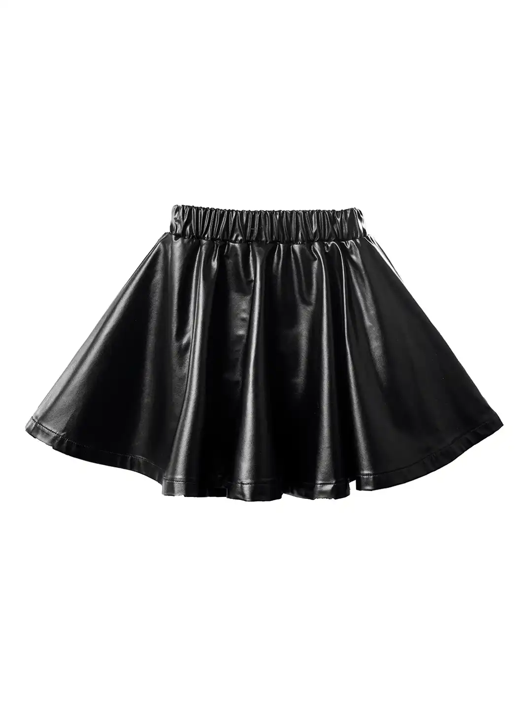 Buy Hunny Bunny Girls Black Flared Faux Leather Skirt With