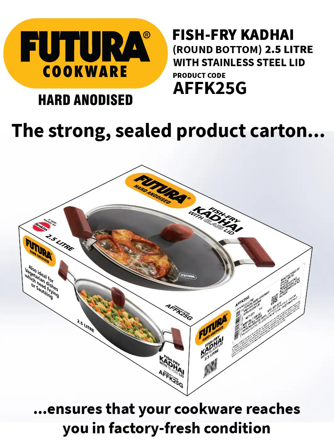 Buy Hawkins Black Solid Futura Hard Anodised Fish-Fry Kadhai With