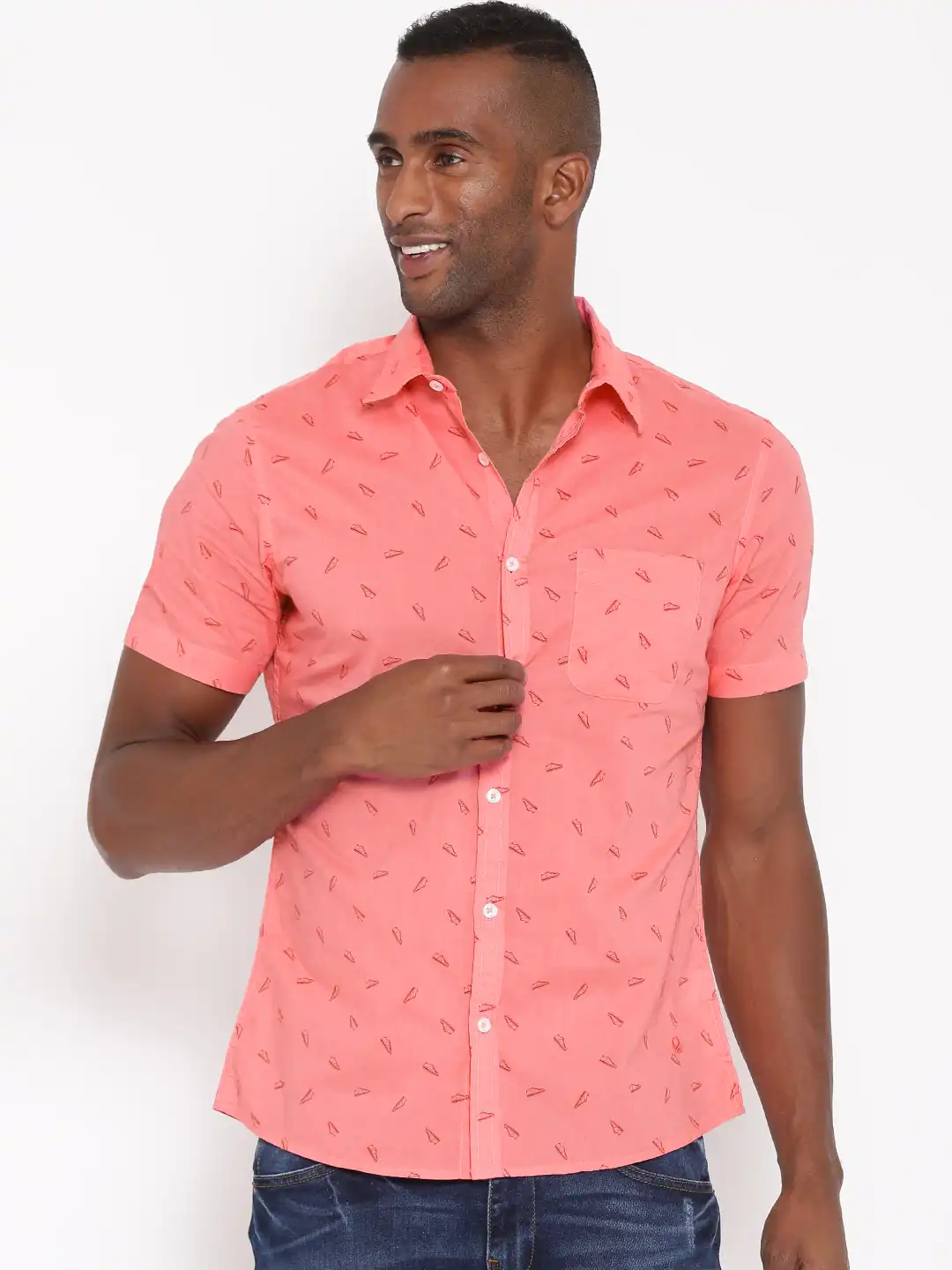 coral dress shirts for guys Men's Basic Solid Color Button Up Dress Shirt (Coral) Coral / 3X-Large/19-19.5 Neck/36-37 Sleeve