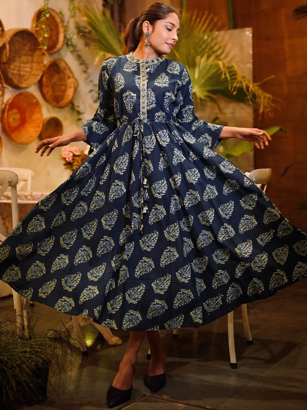 green ethnic dress myntra Buy Libas Teal Printed Cotton A-Line Midi - Ethnic Dresses for Women 16857770 party dress