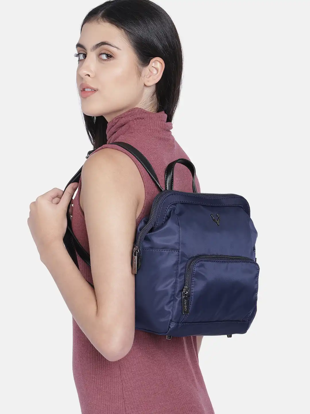 Buy Allen Solly Women Navy Blue Solid Backpack - Backpacks for Women  16957098 | Myntra