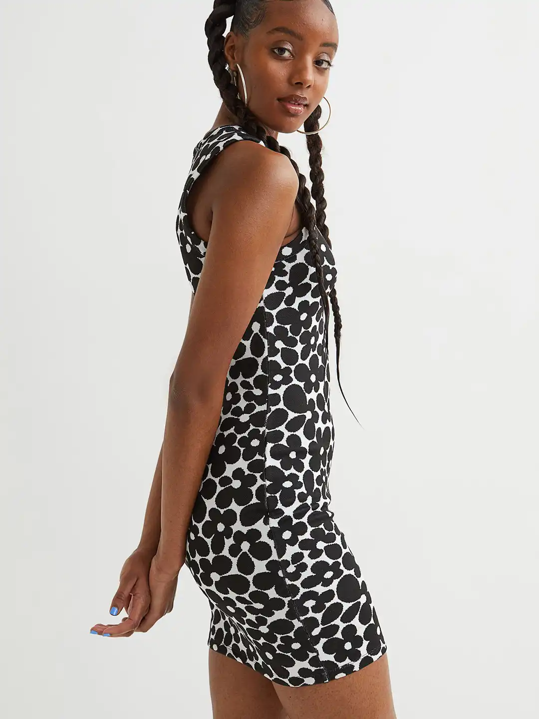 h&m black and white knit dress H&M Cream White Black Crochet Knitted Look Midi Summer Dress Size M 10 12 14