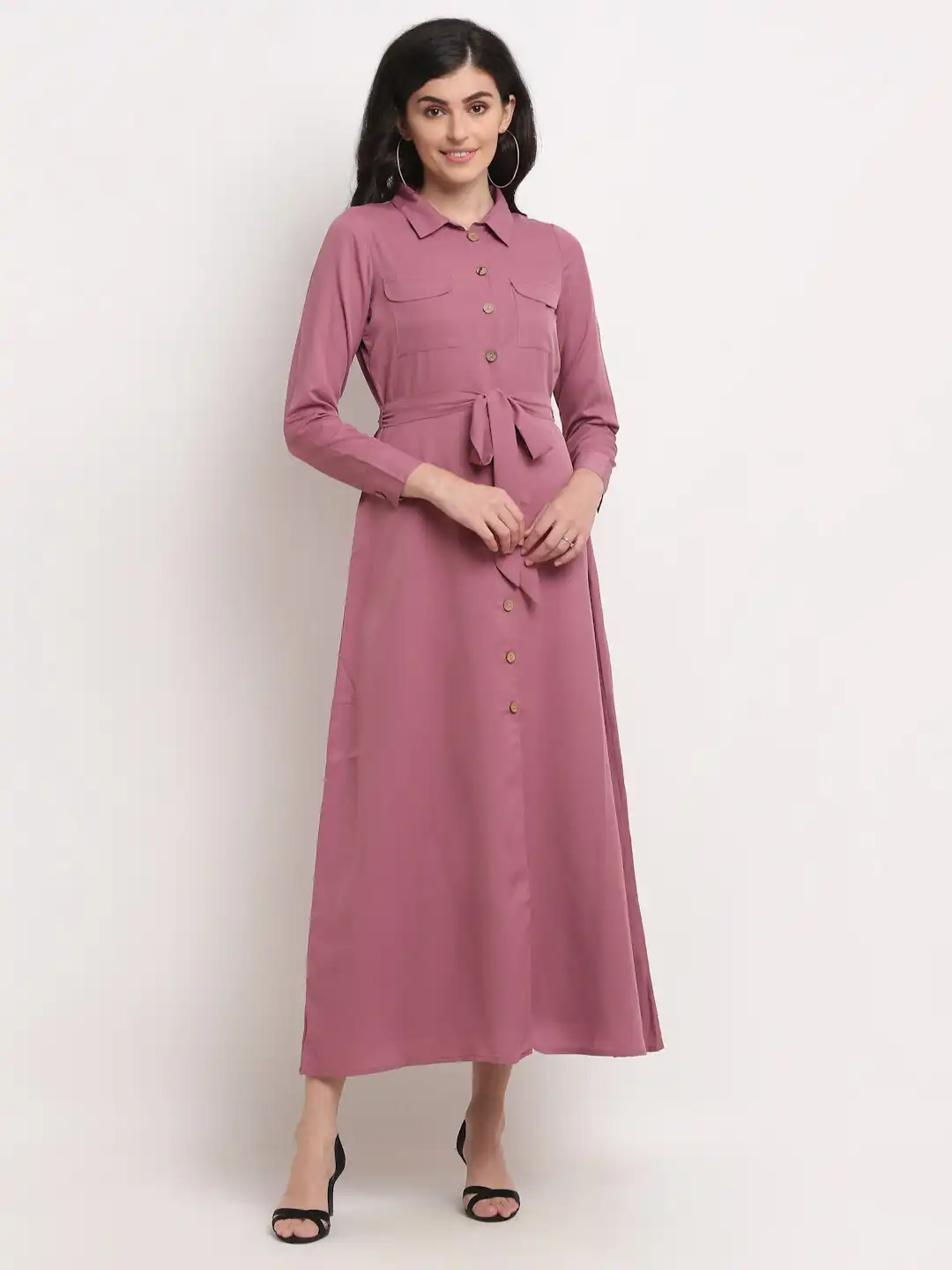 RUIMEME Renee(ルネ) tailor collar dress Buy La Zoire Mauve Crepe Shirt Maxi Dress - Dresses for Women