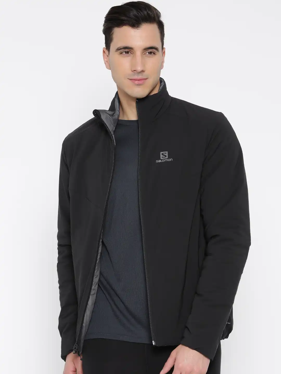 Buy Salomon Grey & Black Padded Reversible Drifter Jacket