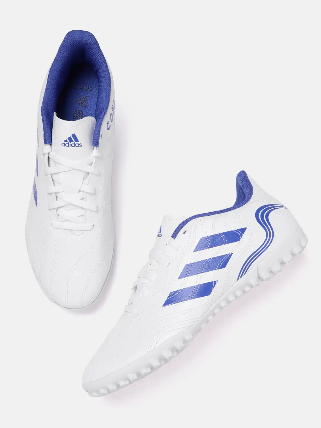 Buy ADIDAS Men White & Blue Solid Copa Sense.4 Turf Football Shoes