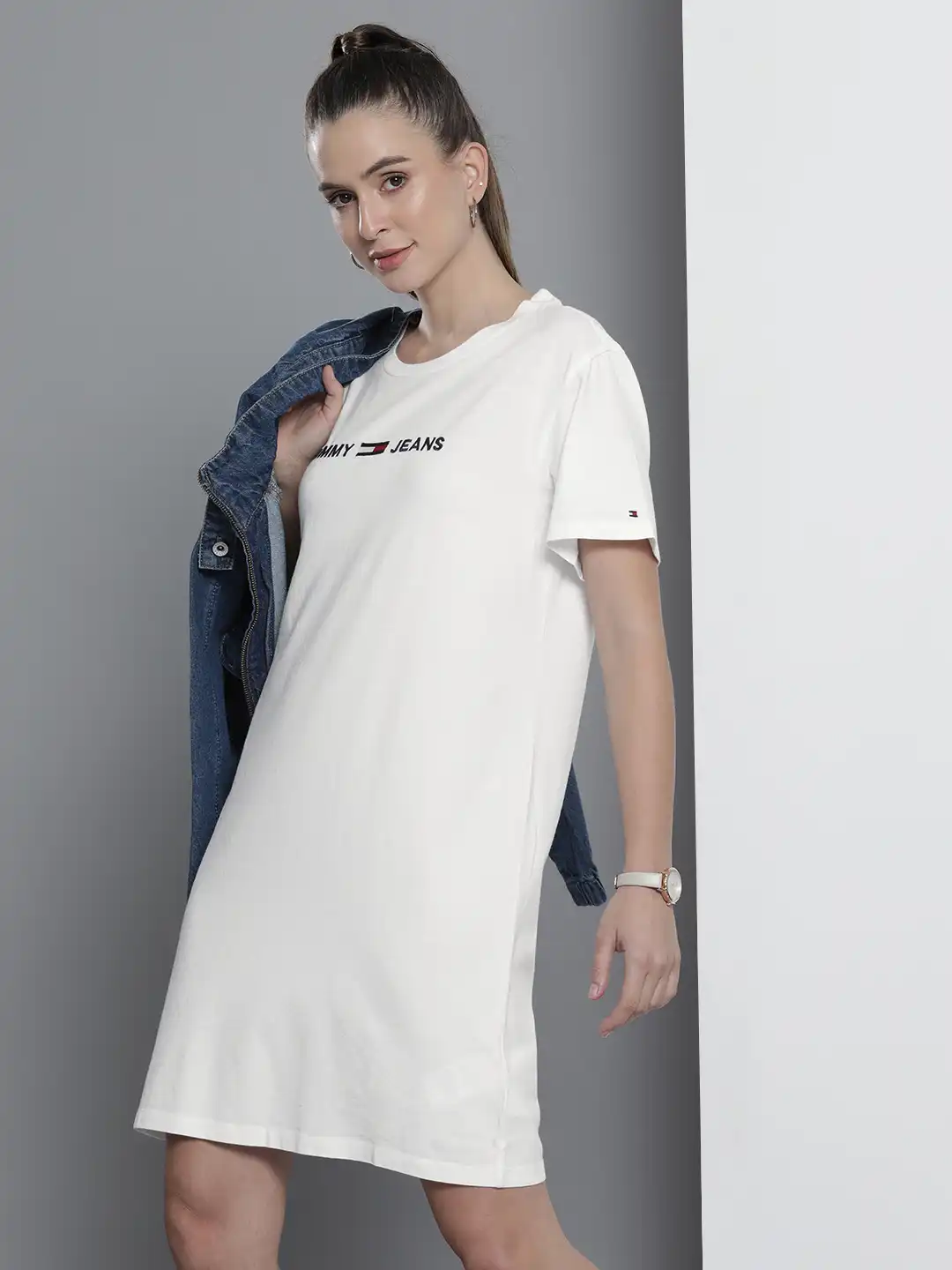 Buy Tommy Hilfiger White Embroidered T-shirt Dress - Dresses for Women  17278536 | Myntra