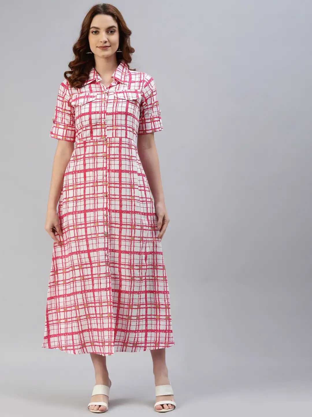 Buy SVARCHI Women Checked A-Line Maxi Dress - Dresses for Women