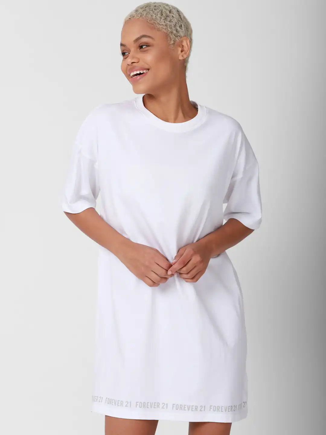 forever 21 white shirt dress Forever 21 Long White Bodycon Straight Short Sleeve Button Shirt Dress Size M
