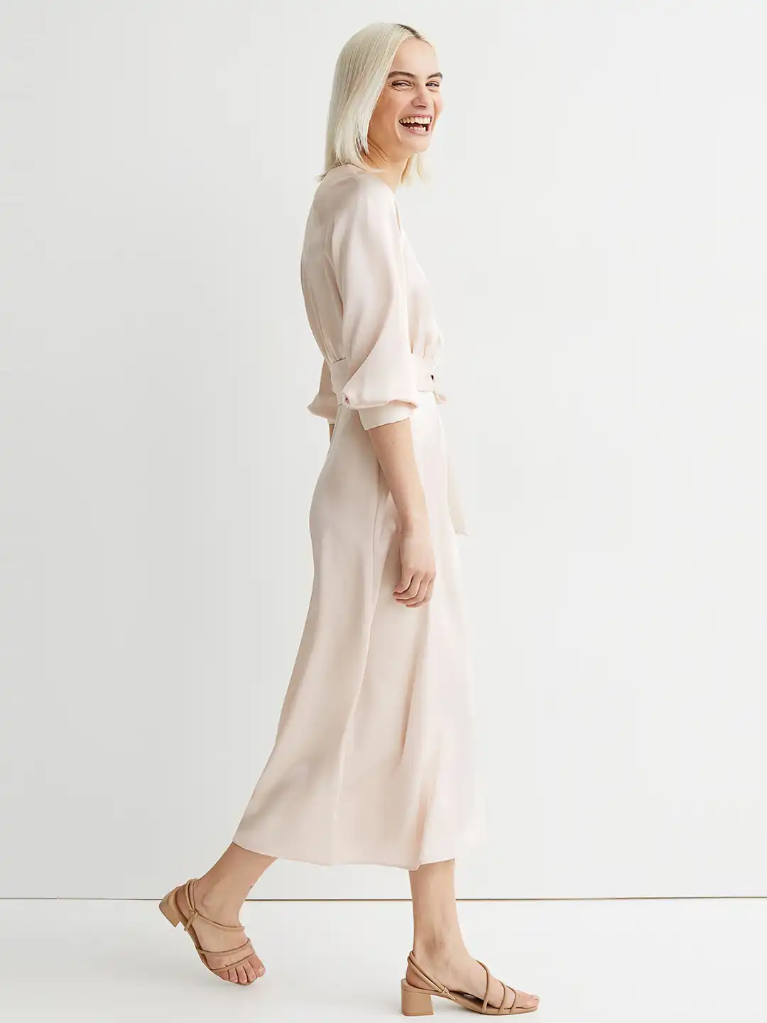 h&m tie belt satin dress H&M MAMA Tie-belt Satin Dress