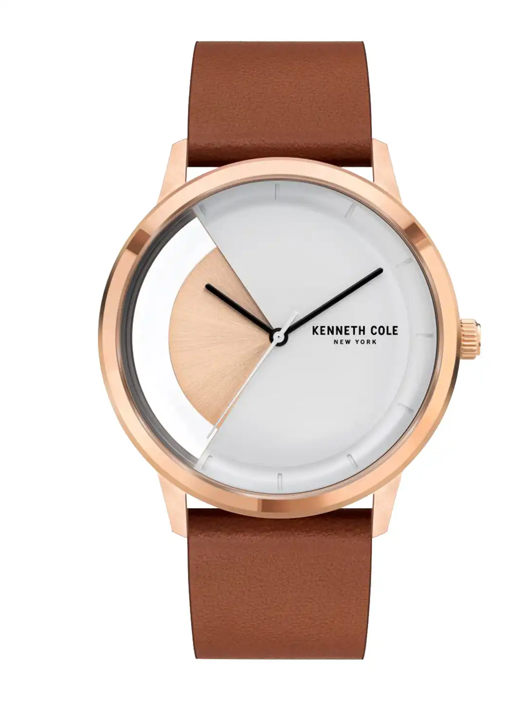 Buy Kenneth Cole Men White Dial & Brown Leather Straps Analogue